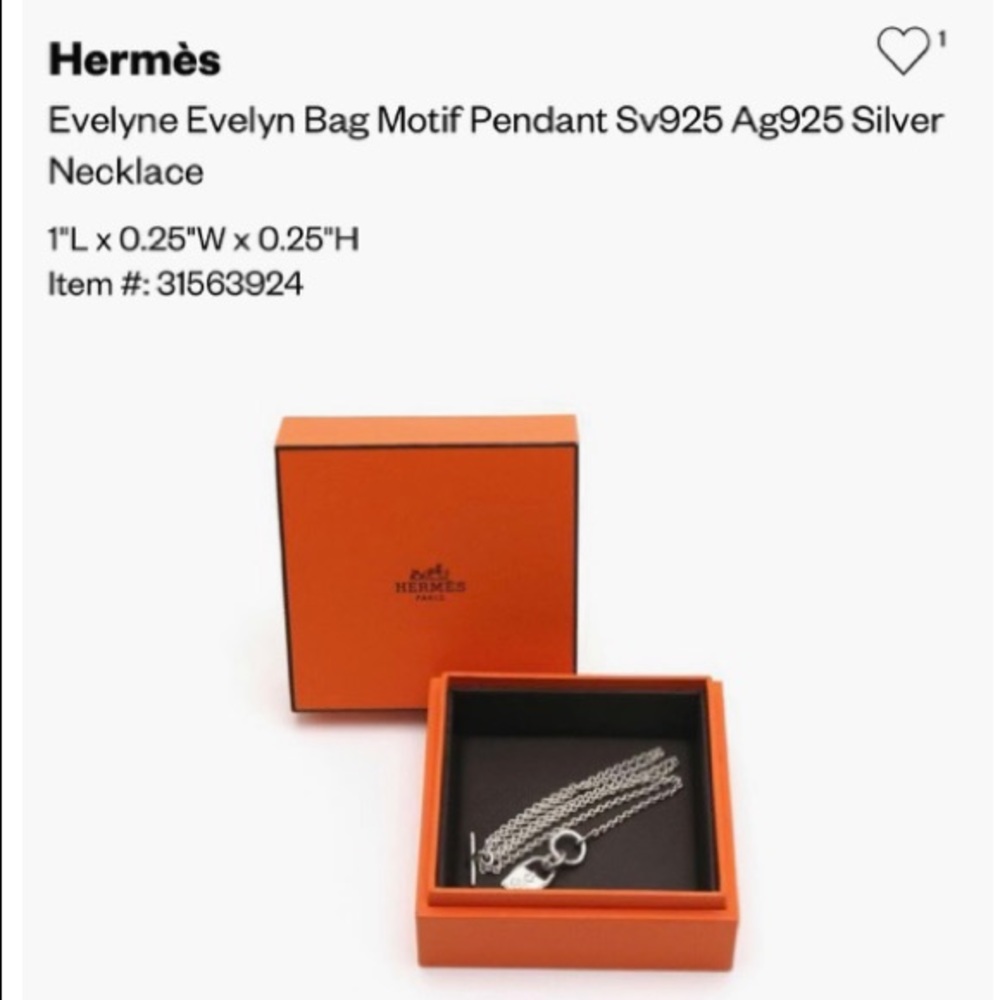 Authentic Hermes Evelyn 925 silver necklace, without box.